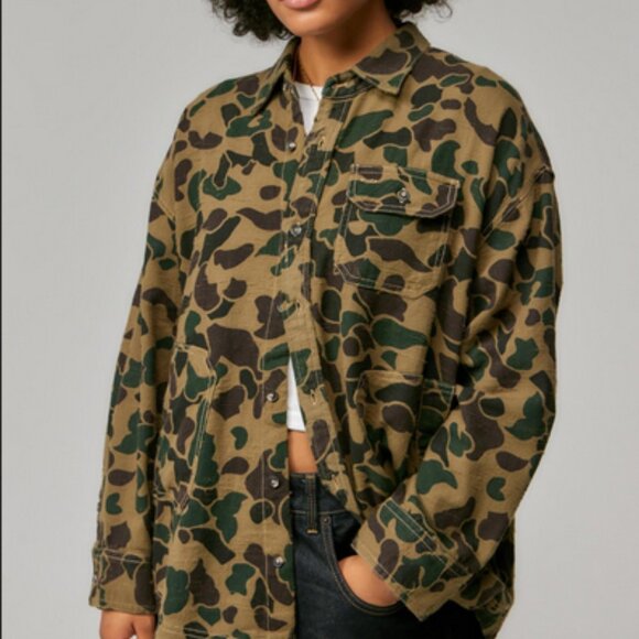 Urban Outfitters Tops - UO BDG Dani Oversized Flannel Shirt Green Camo Top New M